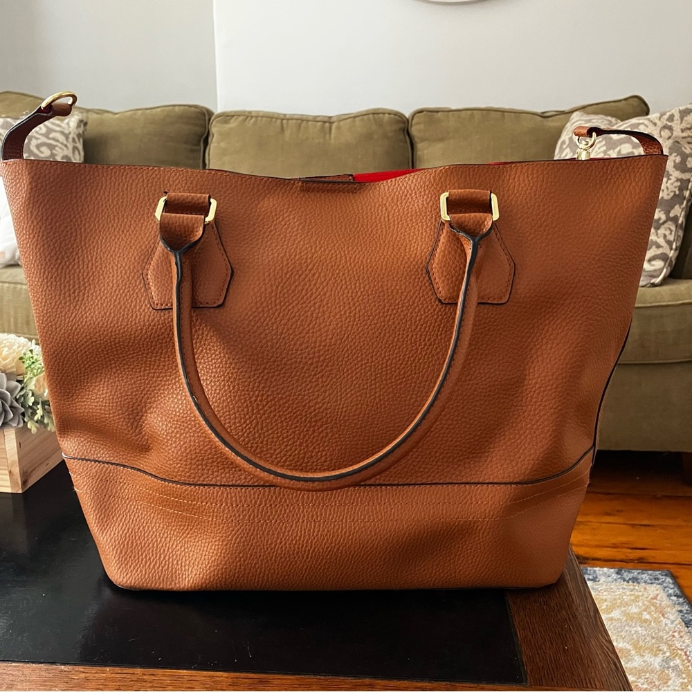 Faux leather tote